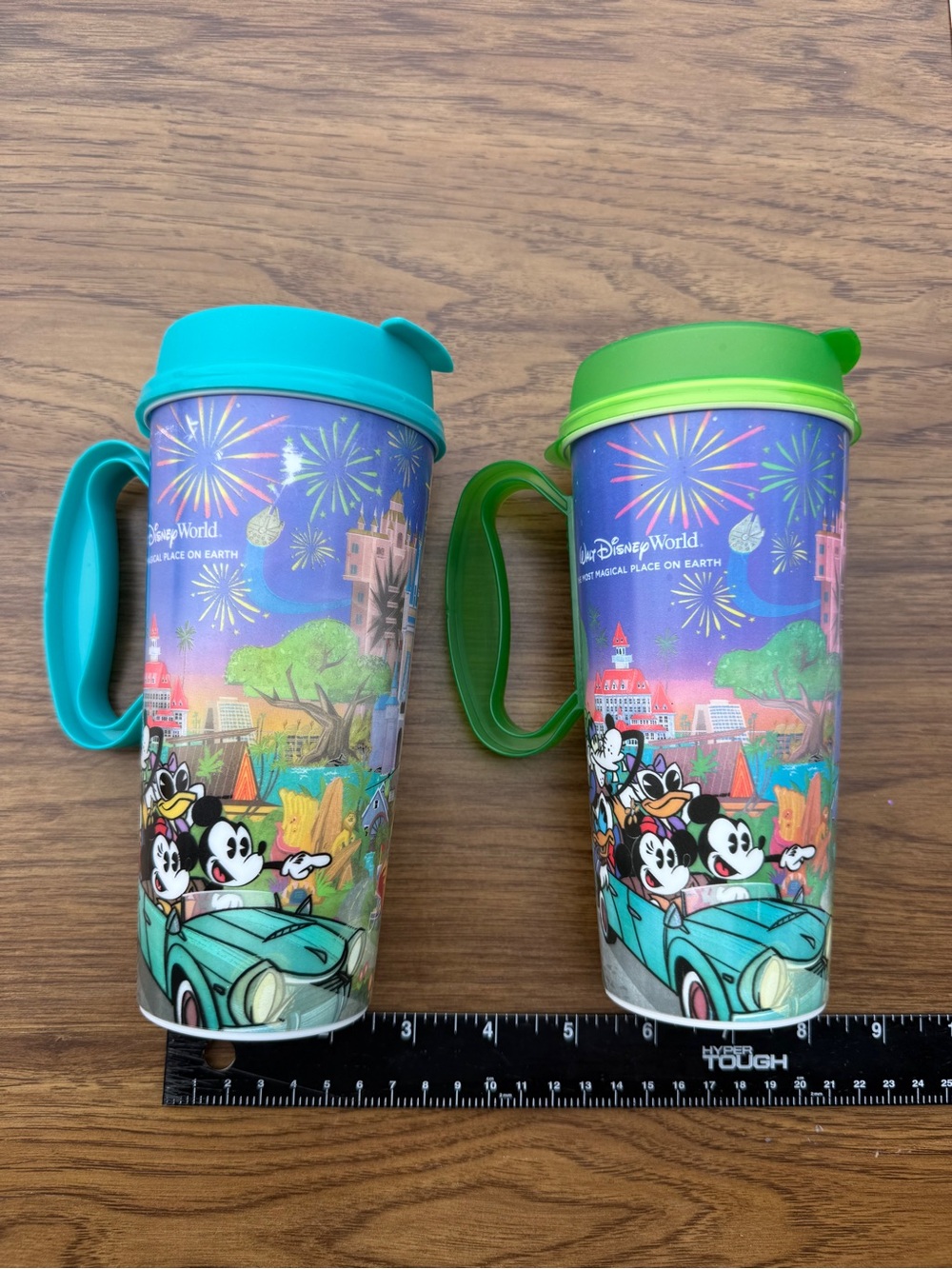 WALT DISNEY WORLD Mickey & Friends Refillable Travel Mugs w/Lids Lot of 2